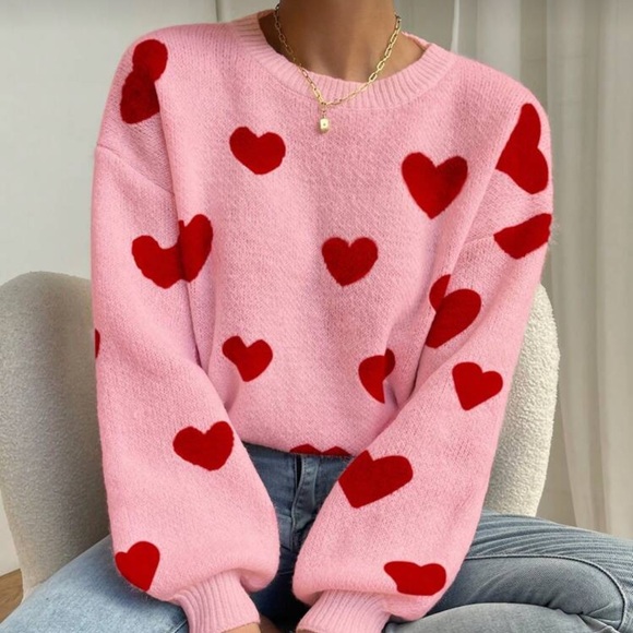 Rebellious Rose Sweaters - EMERY ROSE Minimalis Fashion Casual Pullover Long Sleeve Sweater Valentine's Day